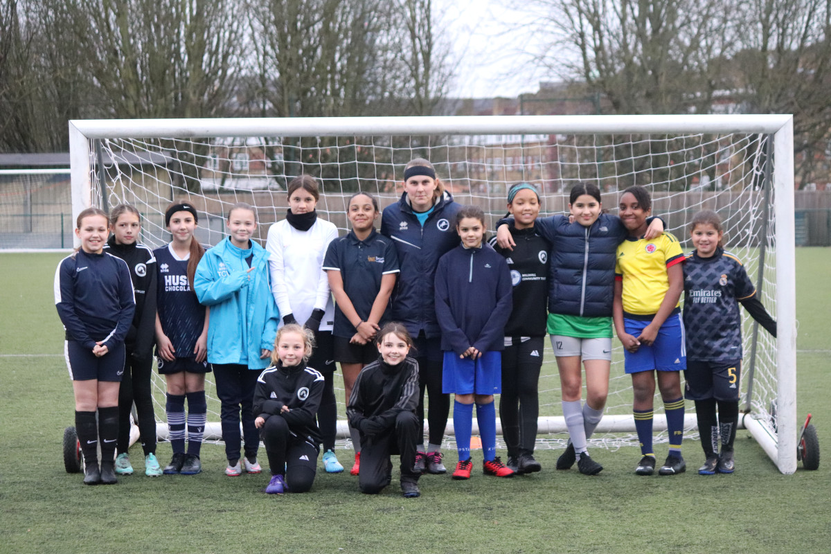 Millwall Lionesses Goalkeeper Chrissie Wiggins visits MCT’s Premier League Kicks Girls Session for International Women’s Day 2024