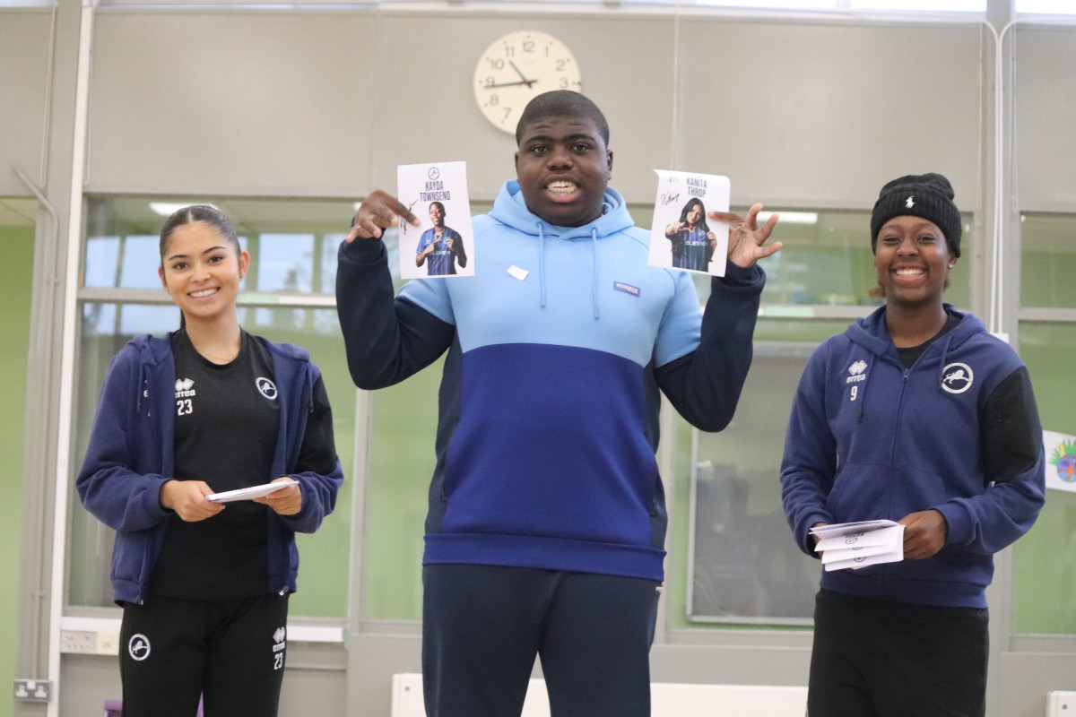 Millwall Lionesses duo visit Drumbeat School for EDI session