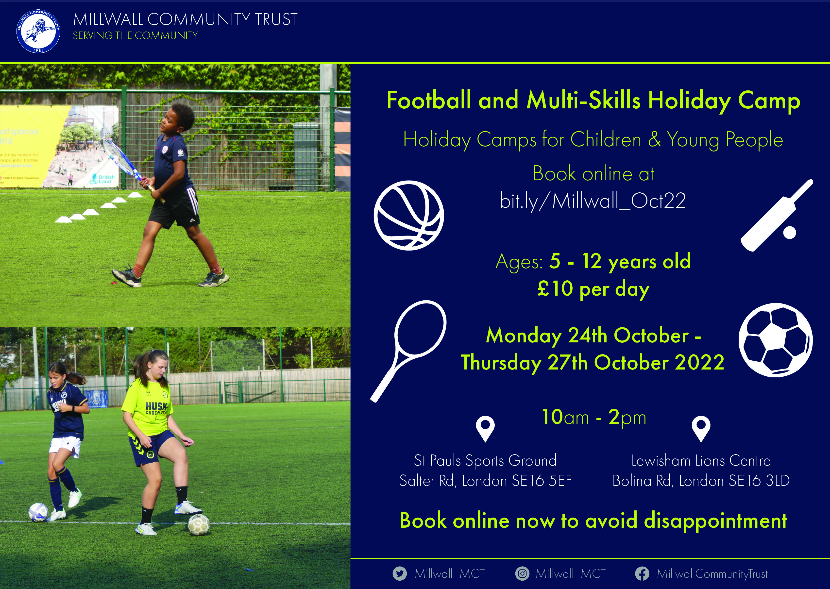 Millwall Community Trust October Half-Term Holiday Camps