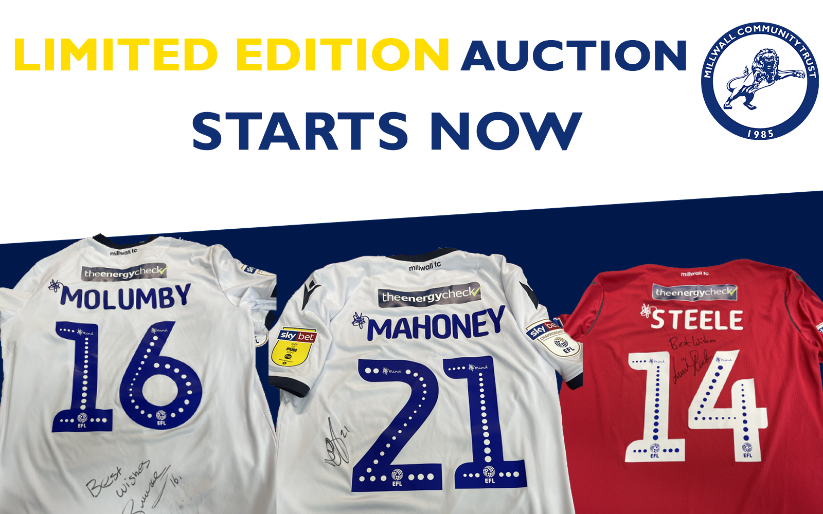 Millwall Community Trust - FINAL Millwall Player Signed Jersey Auction