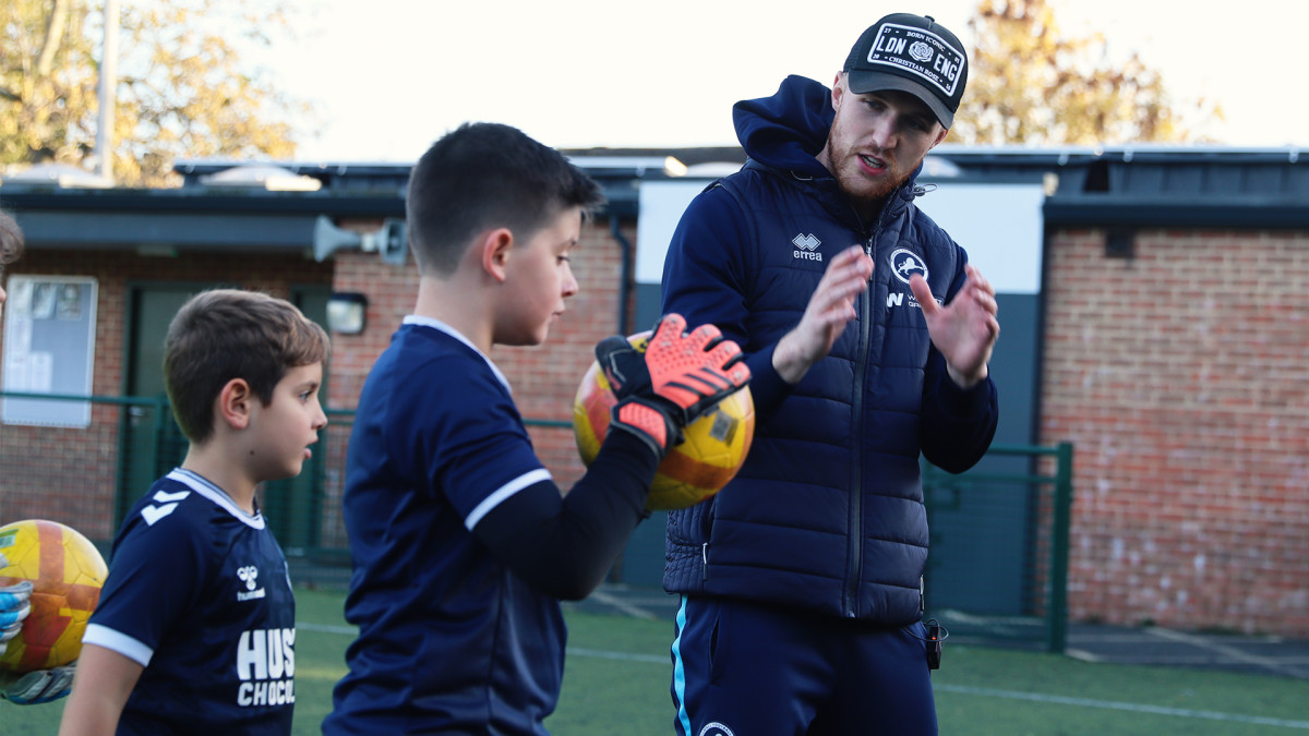 Kevin Nisbet and Millwall Community Trust Community Engagement Ambassador Connal Trueman attended Millwall Community Trust's Player Performance Pathway session last night