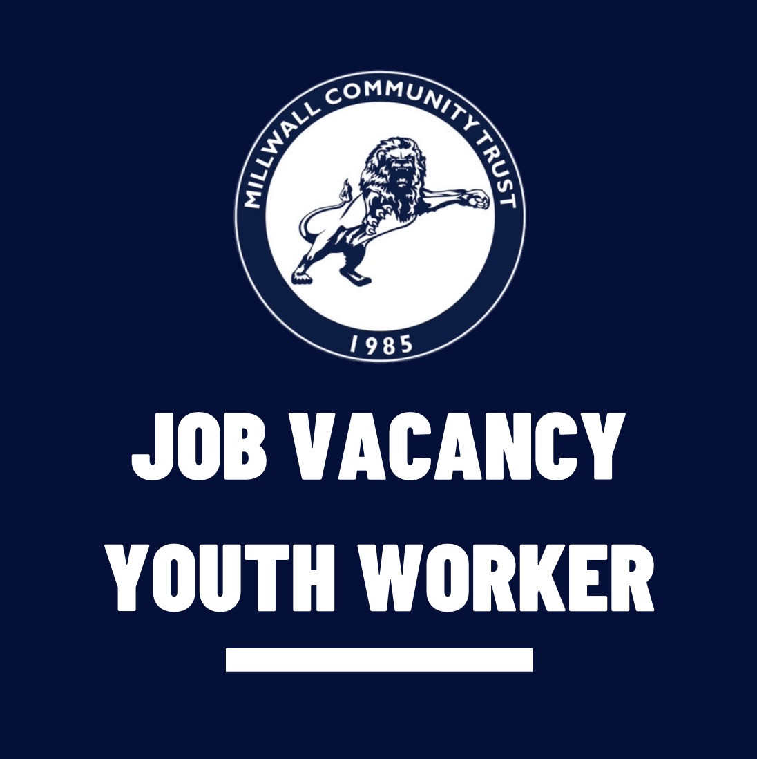 Millwall Community Trust is hiring a Youth Worker
