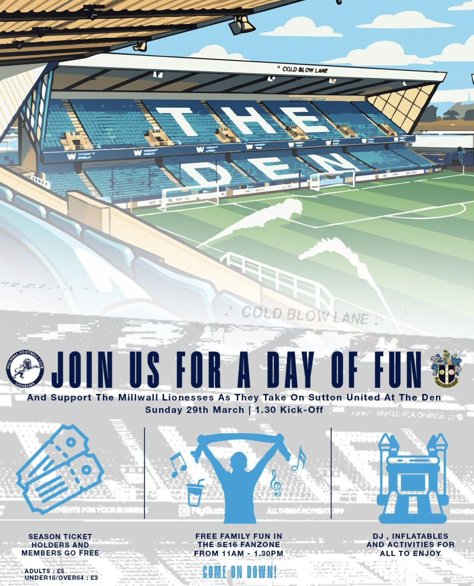 Watch Millwall Lionesses v Sutton United for FREE!