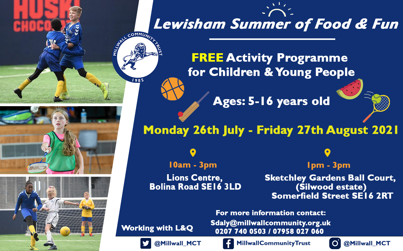 Millwall Community Trust - Summer Holiday Camp Bookings Update