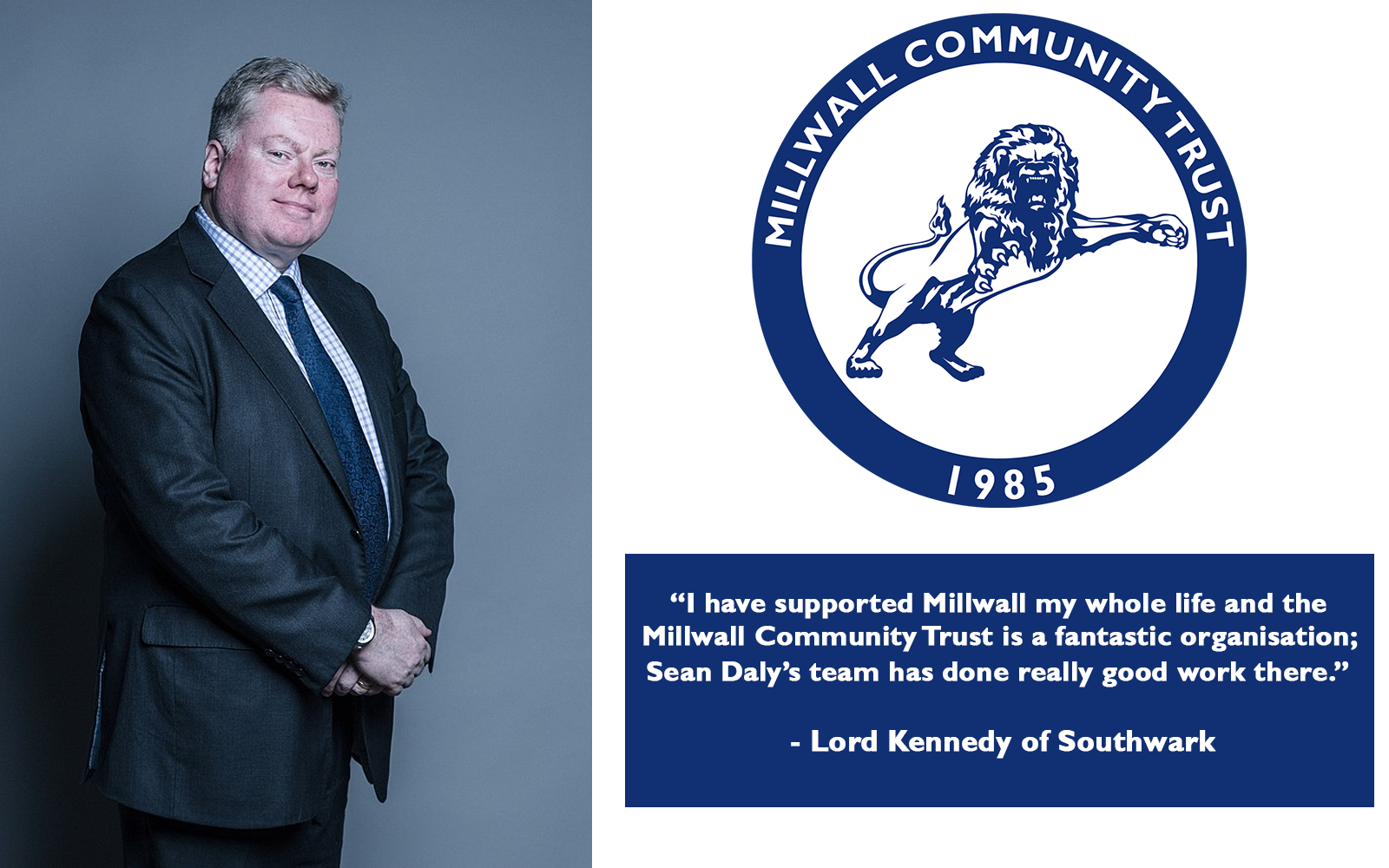 Millwall Community Trust - The Trust Receives Recognition in The House of Lords